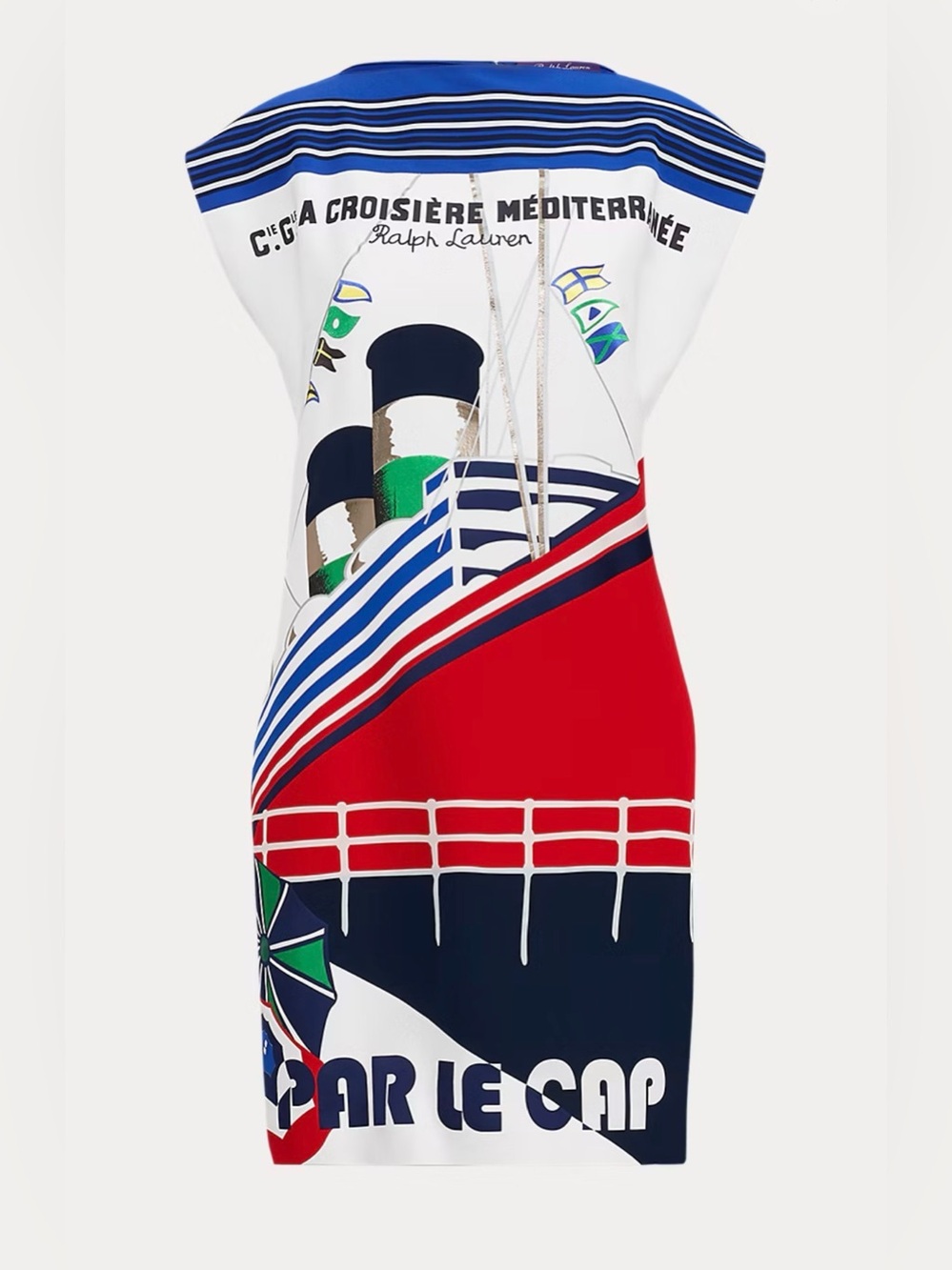 Rare Ralph Lauren Purple Label Dress Sz 2 Tilly Crepe Dress cruise liner print